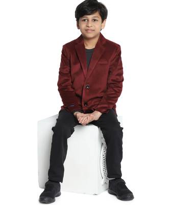 Kids maroon velvet blazer 1