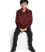 Kids maroon velvet blazer