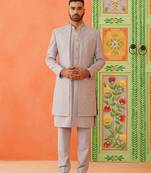 Grey dori embroidered achkan