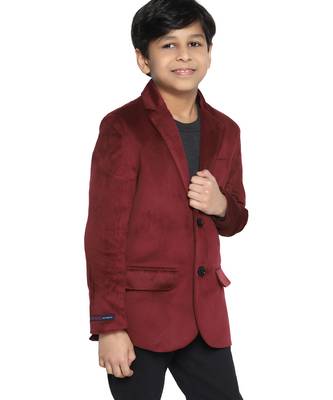 Kids maroon velvet blazer 2