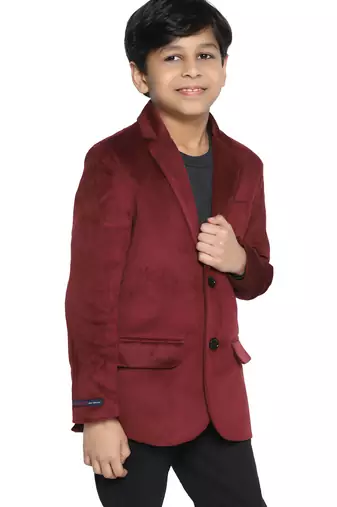 Kids maroon velvet blazer