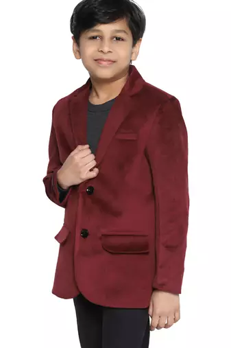 Kids maroon velvet blazer