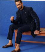 Blue suit with kurta sherwani set
