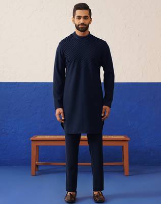 Blue suit with kurta sherwani set 5