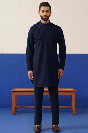 Blue suit with kurta sherwani set