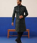 Black & grey textured indo set with dragon embroidery