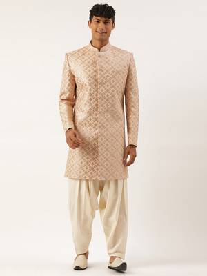 Peach gota patti embroidered indowestern 1