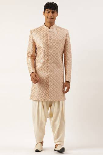 Peach gota patti embroidered indowestern