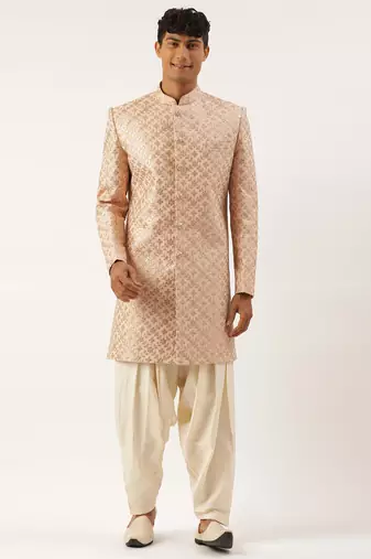 Peach gota patti embroidered indowestern