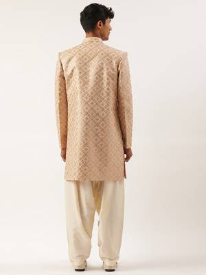 Peach gota patti embroidered indowestern 2