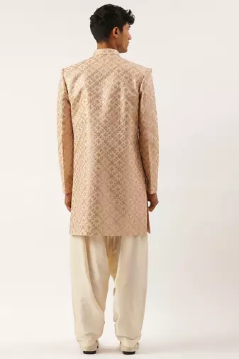 Peach gota patti embroidered indowestern