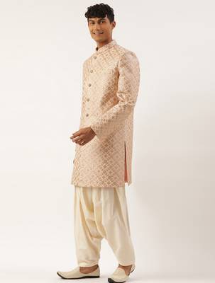 Peach gota patti embroidered indowestern 3