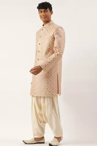 Peach gota patti embroidered indowestern
