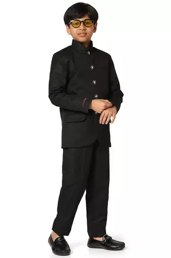 kids black bandgala blazer