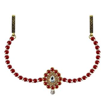 Waist Belt Gold Platted Red Color Stone 1