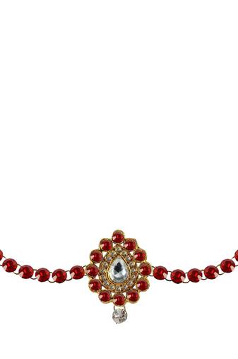 Waist Belt Gold Platted Red Color Stone
