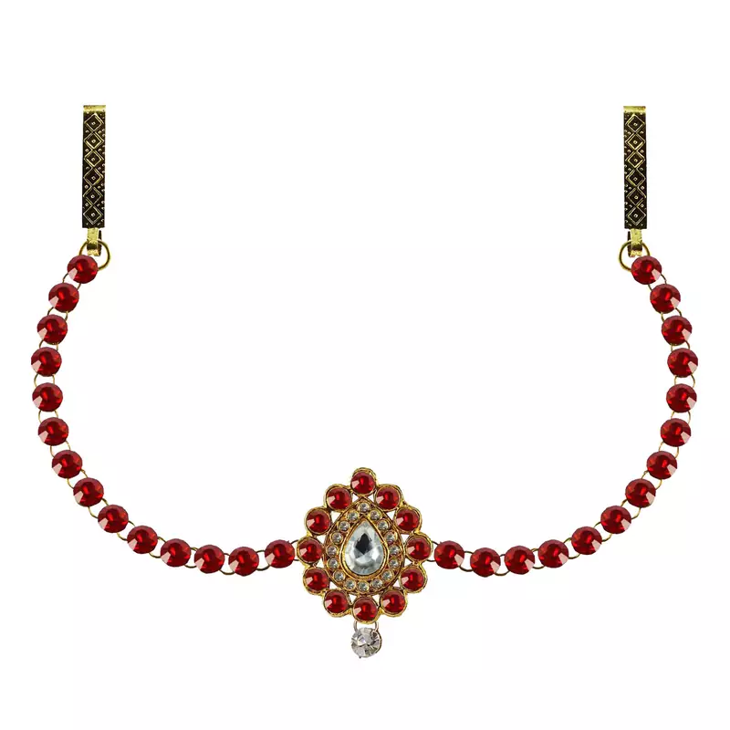 Waist Belt Gold Platted Red Color Stone