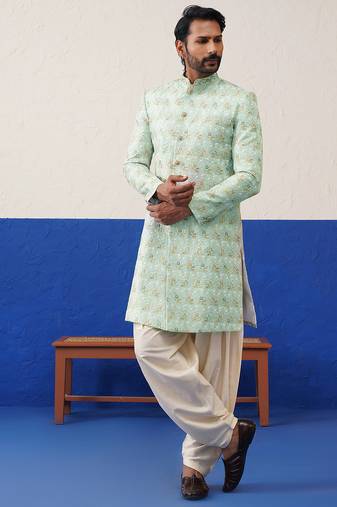 Light blue embriodered indowestern set