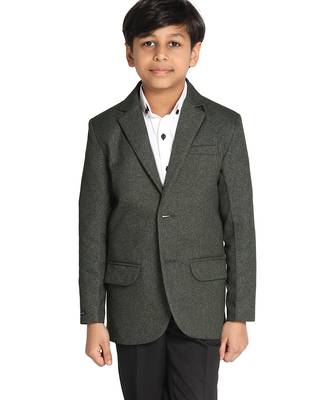 Boys dark green suede blazer 1