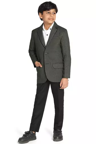 Boys dark green suede blazer