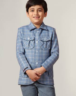 Blue tweed checkecd jacket 1