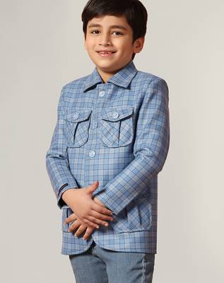 Blue tweed checkecd jacket 2