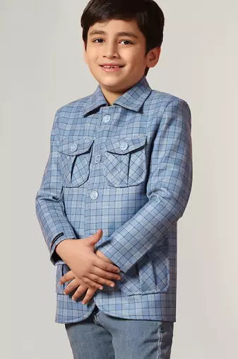Blue tweed checkecd jacket