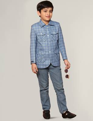 Blue tweed checkecd jacket 5