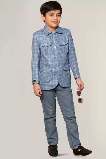 Blue tweed checkecd jacket