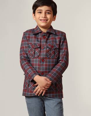 Purple tweed checked jacket 1