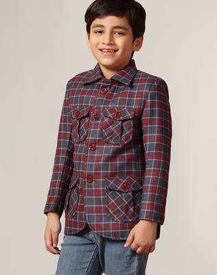 Purple tweed checked jacket 2