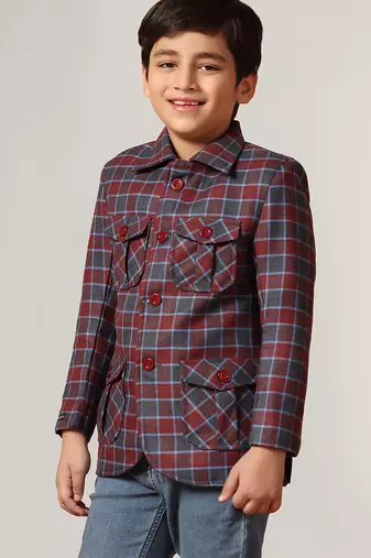 Purple tweed checked jacket