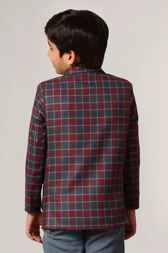 Purple tweed checked jacket