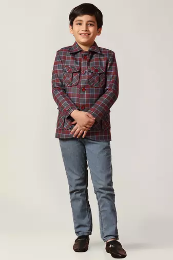 Purple tweed checked jacket