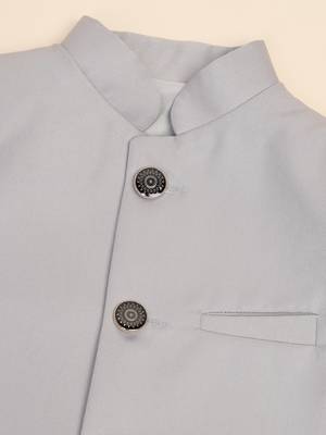Boys light grey bandhgala blazer 2