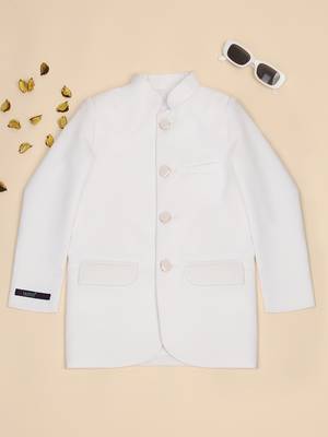 Boys white bandhgala blazer 1
