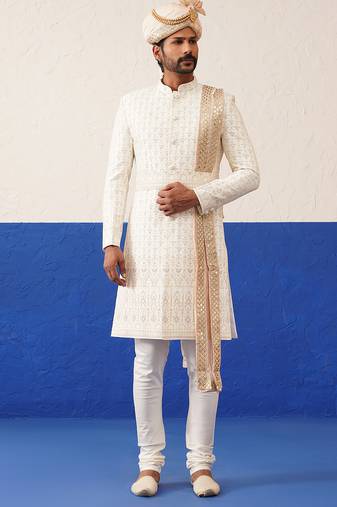Cream heavy embroidery indo set
