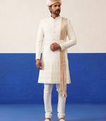 Cream heavy embroidery indo set