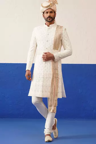 Cream heavy embroidery indo set