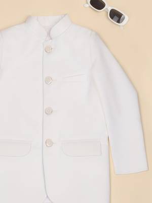 Boys white bandhgala blazer 5