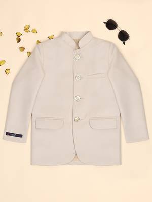 Boys beige bandhgala blazer 1