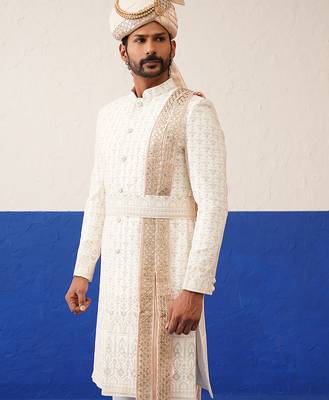 Cream heavy embroidery indo set 4