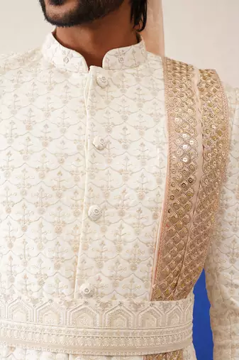 Cream heavy embroidery indo set