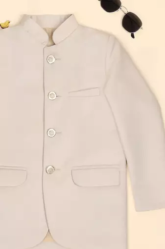 Boys beige bandhgala blazer