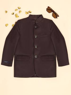 Boys brown bandhgala blazer 1