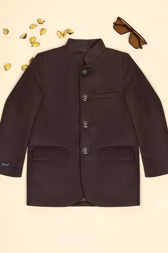 Boys brown bandhgala blazer