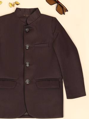 Boys brown bandhgala blazer 5
