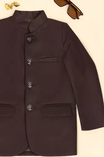 Boys brown bandhgala blazer