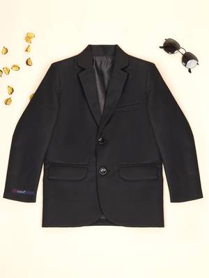Boys black notched lapel blazer 1