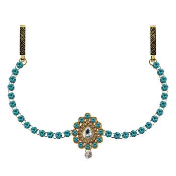 Waist Belt Gold Platted Light Blue Color Stone 1